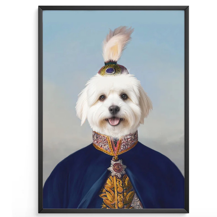 unik tavla hund. - personlig tavla hund - hund royal - kungliga kläder på en hund