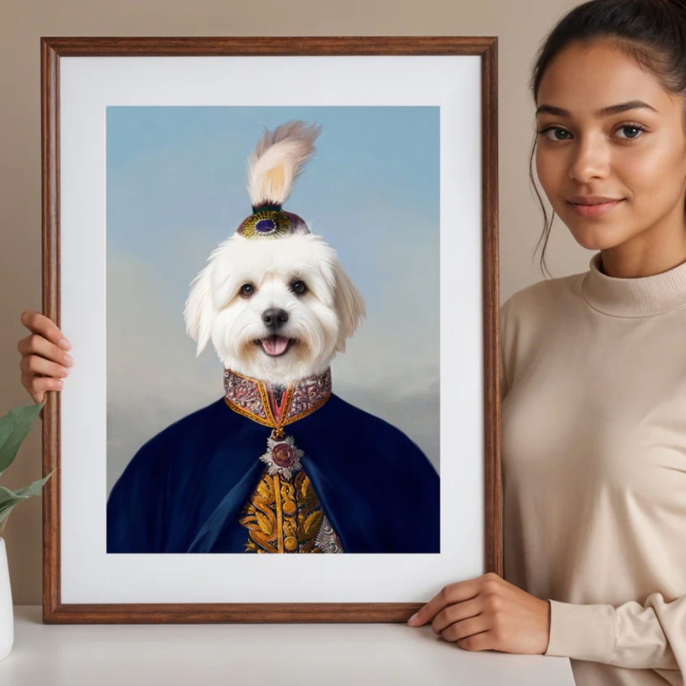 unik tavla hund. - personlig tavla hund - hund royal - kungliga kläder på en hund